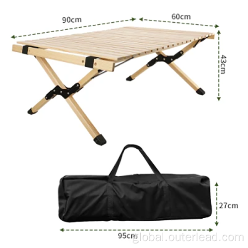 Folding Camping Table Pine Wooden Foldable Rectangular Table Supplier
